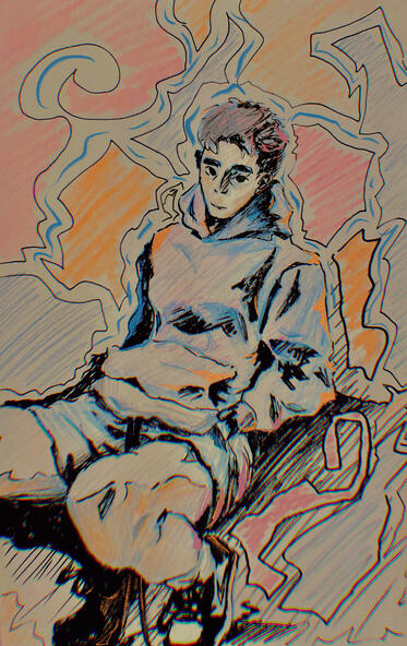 Traditional Ink and Coloured Pencil