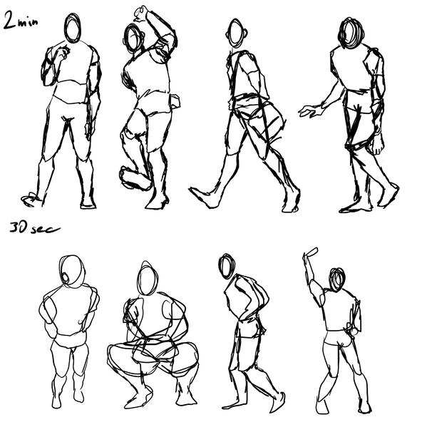 Etudes de poses (2 minutes / 30 seconds)
